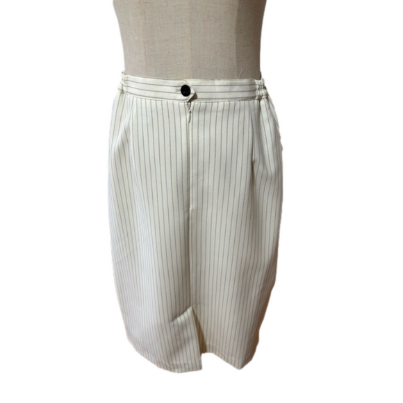 80s CREAM & BLACK PINSTRIPE SUIT BLAZER & SKIRT MORGAN MILLER MINIMALIST EUC 14 - Picture 13 of 16